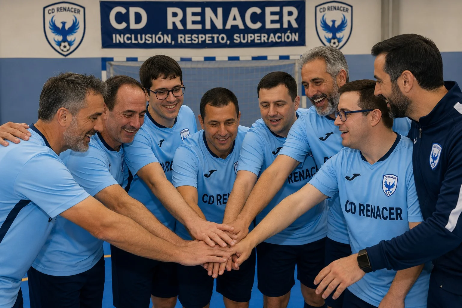 Equipo infantil de fútbol reunido